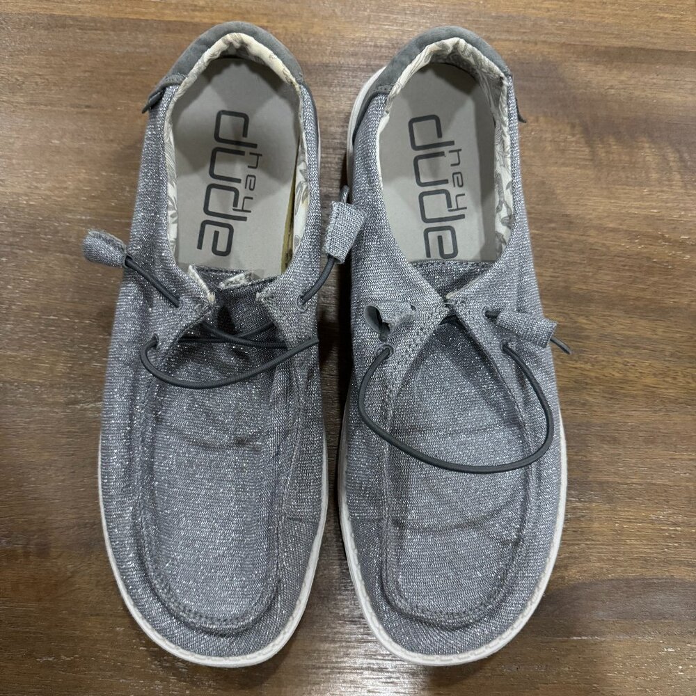 Hey Dude Silver Sparkle Slip-Ons